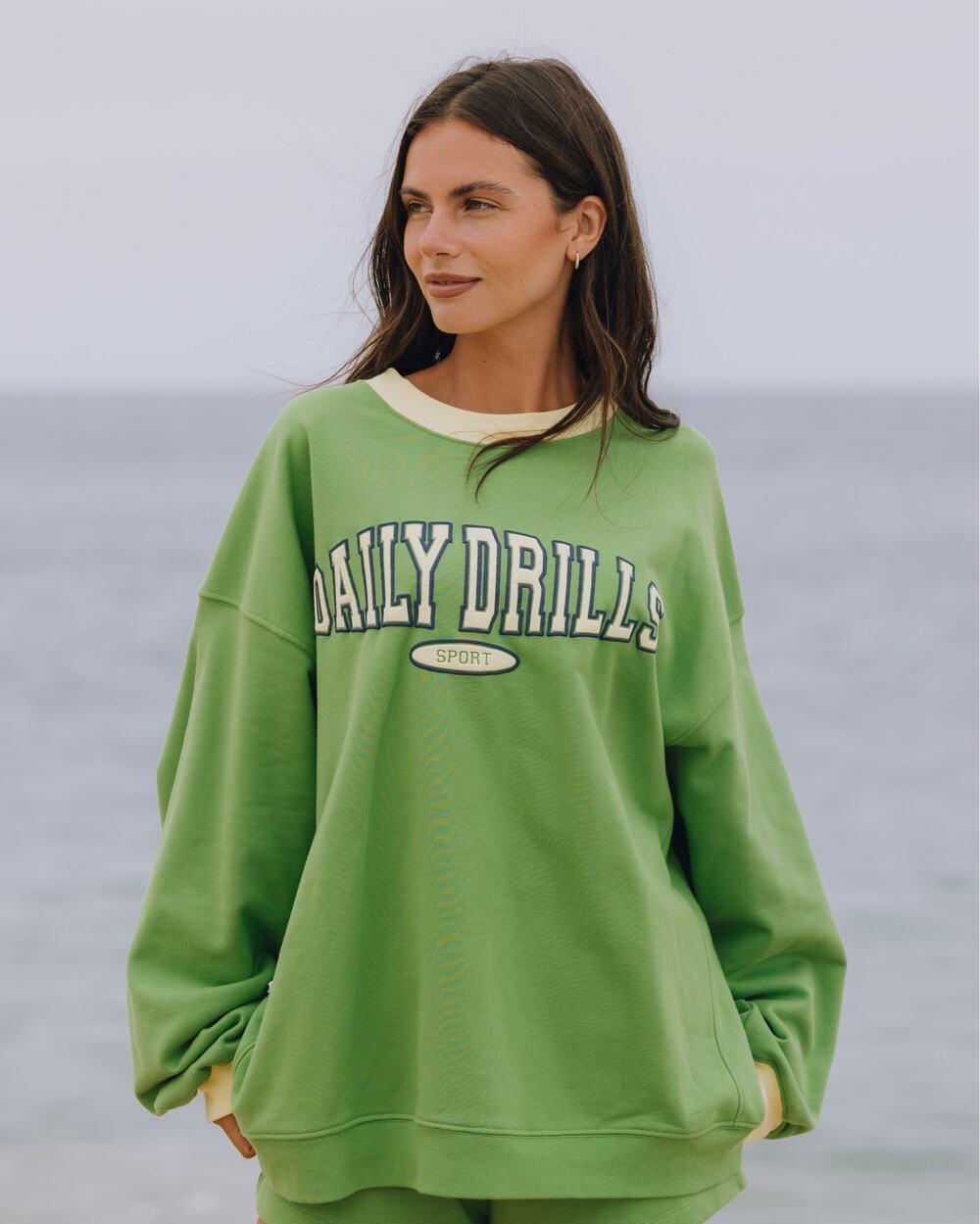NWT Daily Drills Oversized Sport Crew Sweatshirt Sold Out ML Lucky Lemonade Navy